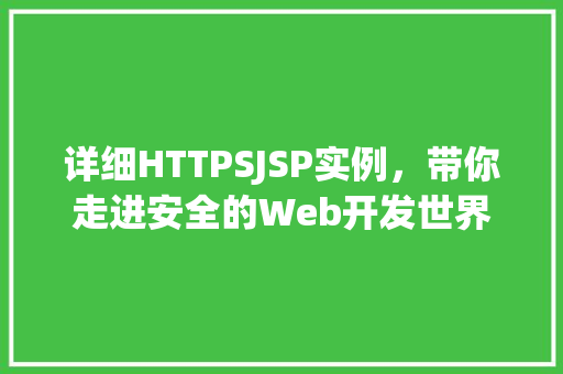 详细HTTPSJSP实例，带你走进安全的Web开发世界
