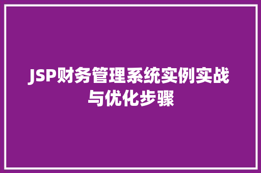 JSP财务管理系统实例实战与优化步骤