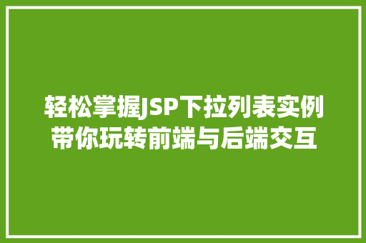 轻松掌握JSP下拉列表实例带你玩转前端与后端交互