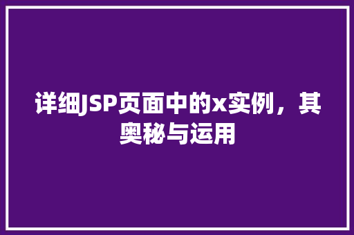 详细JSP页面中的x实例，其奥秘与运用