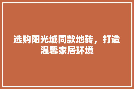 选购阳光城同款地砖，打造温馨家居环境