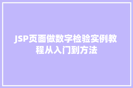 JSP页面做数字检验实例教程从入门到方法